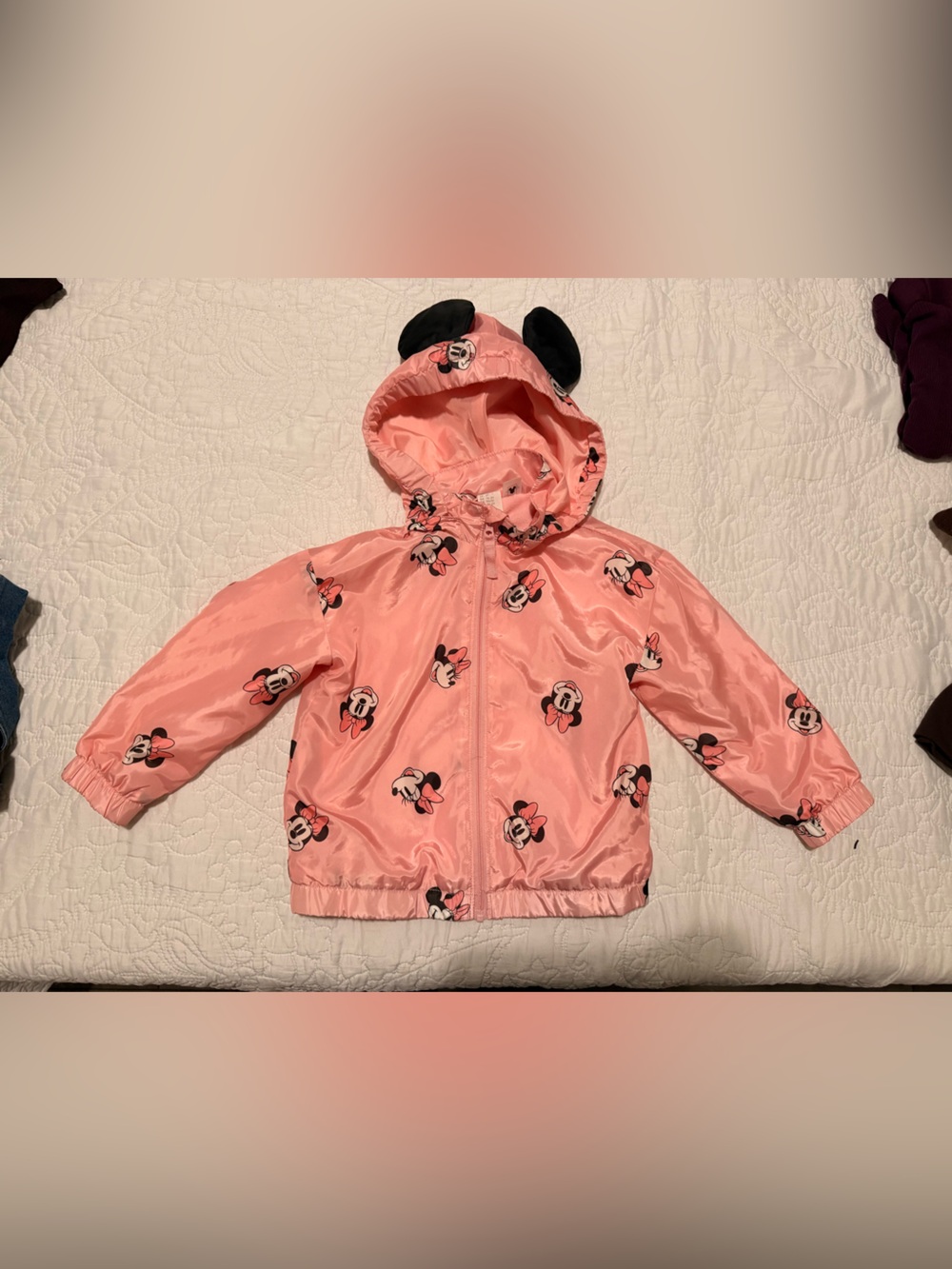 Disney Pink Minnie Mouse Hooded Jacket with Bow Accents
